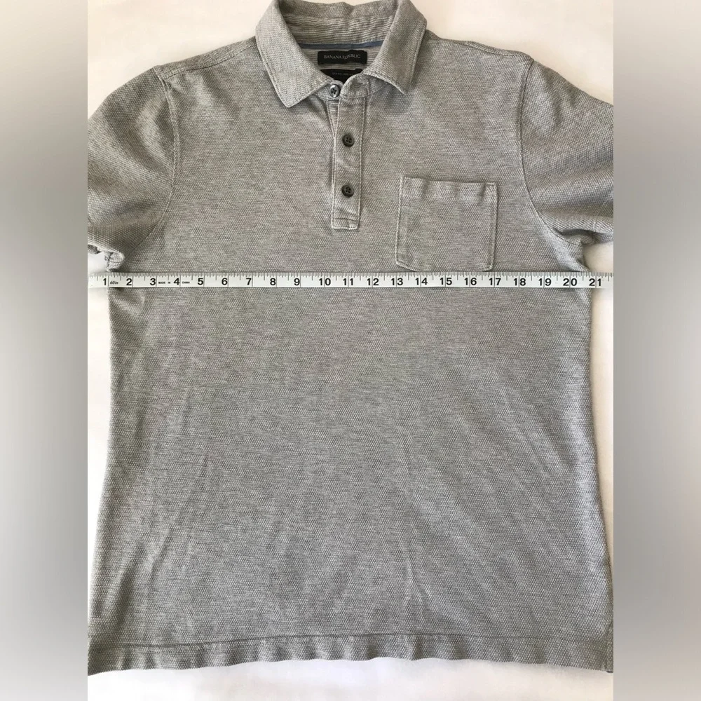 Banana Republic Mens Standard Fit Combed Cotton Gray Polo Shirt Mens Size Medium